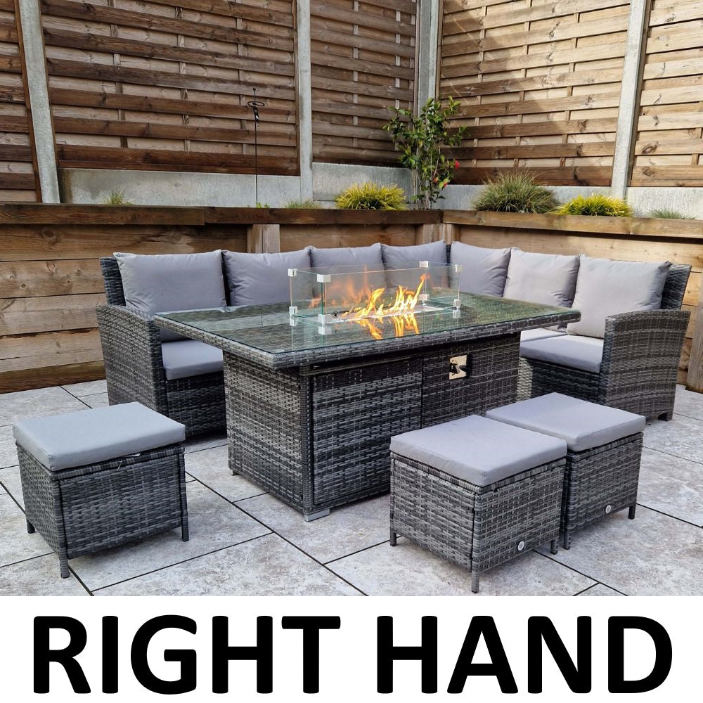 Salotto angolare da giardino Windsor Rattan con braciere e sgabelli