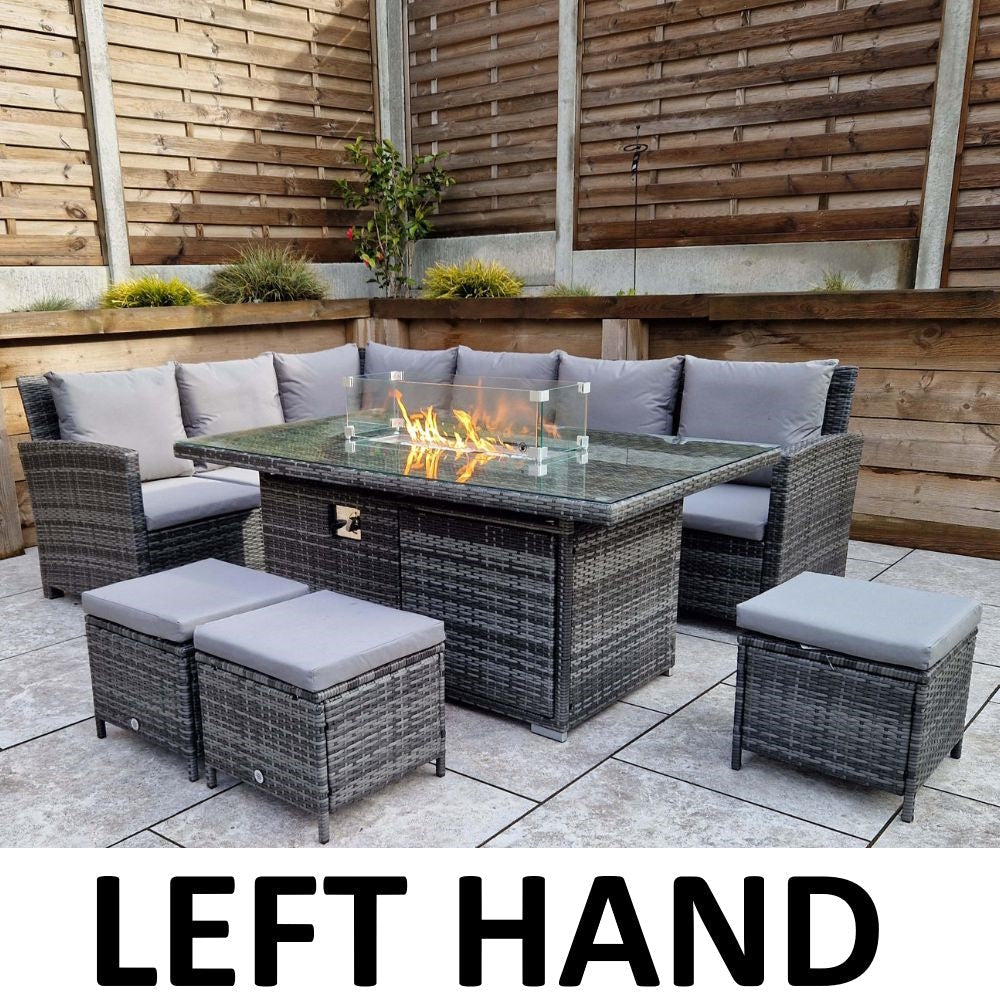 Salotto angolare da giardino Windsor Rattan con braciere e sgabelli